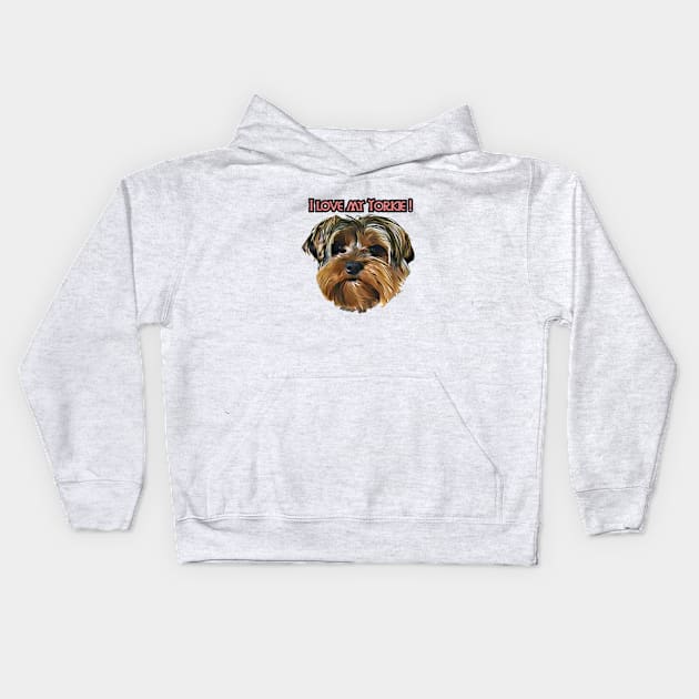 I love my Yorkie Kids Hoodie by AdrianaHolmesArt